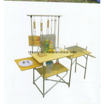 Outdoor Picnic Bamboo Folding BBQ Table with Carry Bag
